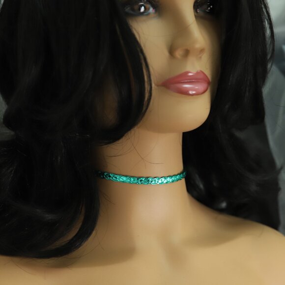 Turquoise Tone Choker Adjustable Trendy Bright green Chokers (#31) - Picture 6 of 9